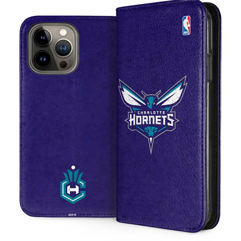 NBA Charlotte Hornets Distressed-Purple iPhone 15 Pro Max Folio Case