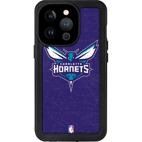 NBA Charlotte Hornets Distressed-Purple iPhone 15 Pro Waterproof Case