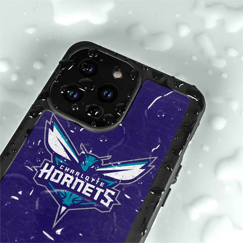 NBA Charlotte Hornets Distressed-Purple iPhone 15 Pro Waterproof Case
