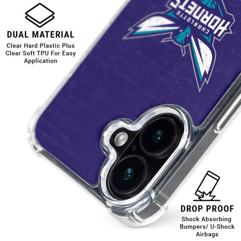 NBA Charlotte Hornets Distressed-Purple iPhone 16 Clear Case