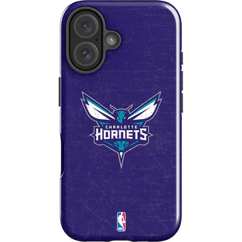 NBA Charlotte Hornets Distressed-Purple iPhone 16 Impact Case
