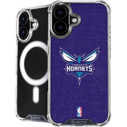 NBA Charlotte Hornets Distressed-Purple iPhone 16 MagSafe Case