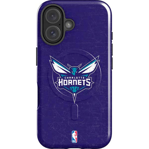 NBA Charlotte Hornets Distressed-Purple iPhone 16 Magsafe Impact Case