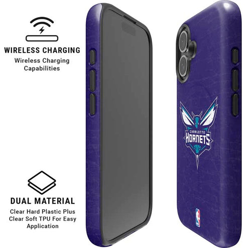 NBA Charlotte Hornets Distressed-Purple iPhone 16 Magsafe Impact Case