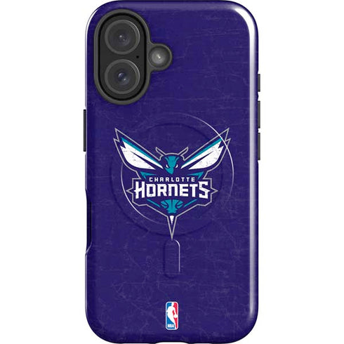NBA Charlotte Hornets Distressed-Purple iPhone 16 Plus Magsafe Impact Case