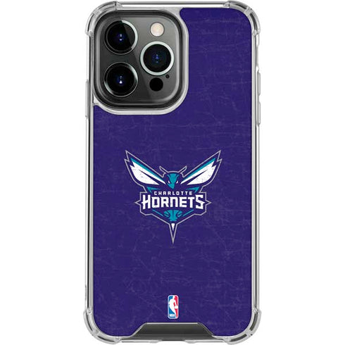 NBA Charlotte Hornets Distressed-Purple iPhone 16 Pro Clear Case