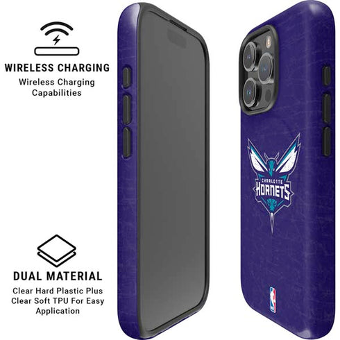 NBA Charlotte Hornets Distressed-Purple iPhone 16 Pro Magsafe Impact Case