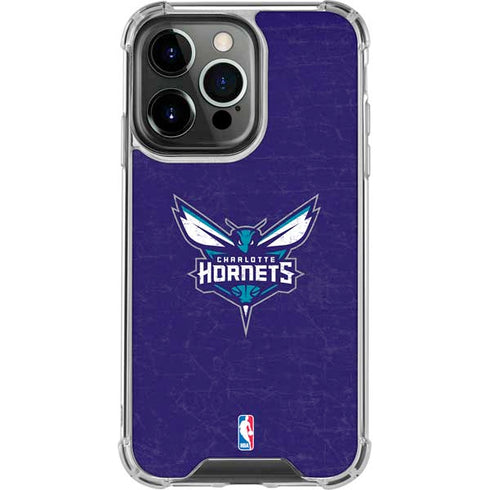 NBA Charlotte Hornets Distressed-Purple iPhone 16 Pro Max Clear Case