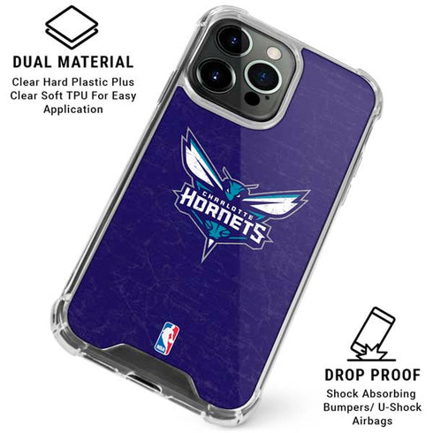 NBA Charlotte Hornets Distressed-Purple iPhone 16 Pro Max Clear Case