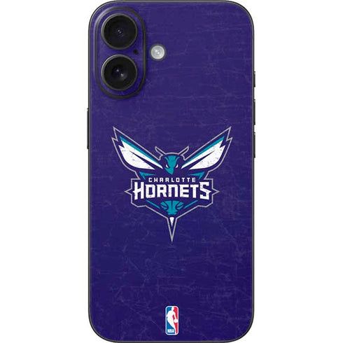 NBA Charlotte Hornets Distressed-Purple iPhone 16 Skin