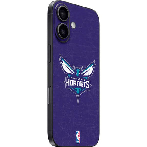 NBA Charlotte Hornets Distressed-Purple iPhone 16 Skin