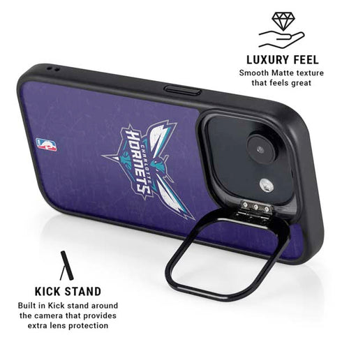 NBA Charlotte Hornets Distressed-Purple iPhone 16e Kickstand Case