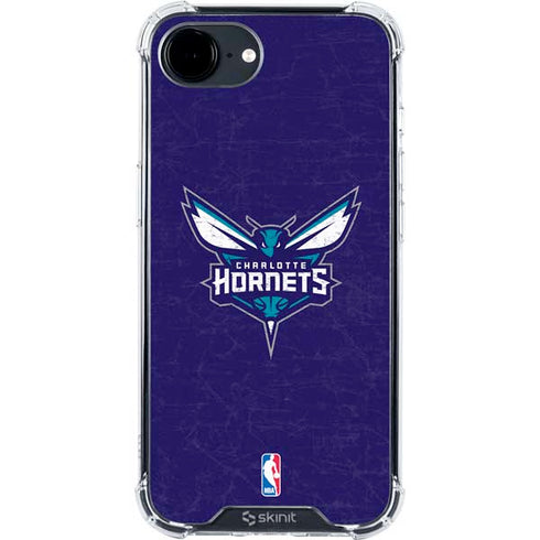 NBA Charlotte Hornets Distressed-Purple iPhone 16e Clear Case