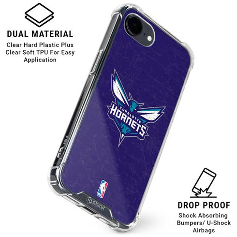 NBA Charlotte Hornets Distressed-Purple iPhone 16e Clear Case
