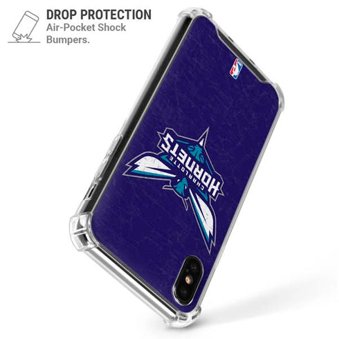 NBA Charlotte Hornets Distressed-Purple iPhone X/XS Clear Case