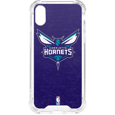 NBA Charlotte Hornets Distressed-Purple iPhone XS Clear Case