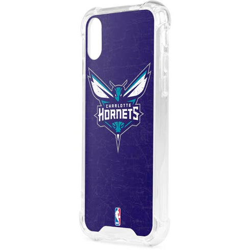 NBA Charlotte Hornets Distressed-Purple iPhone XS Clear Case