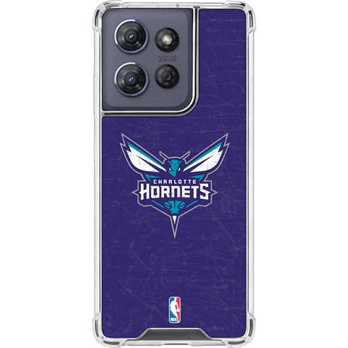 NBA Charlotte Hornets Distressed-Purple Moto G 5G (2025) Clear Case