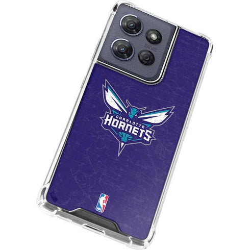NBA Charlotte Hornets Distressed-Purple Moto G 5G (2025) Clear Case