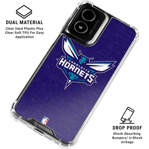 NBA Charlotte Hornets Distressed-Purple Moto G Power 5G (2024) Clear Case