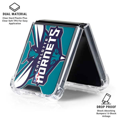 NBA Charlotte Hornets Large Logo Galaxy Z Flip6 Clear Case
