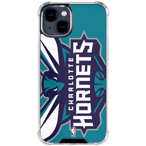 NBA Charlotte Hornets Large Logo iPhone 15 Clear Case