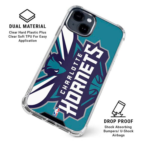 NBA Charlotte Hornets Large Logo iPhone 15 Clear Case