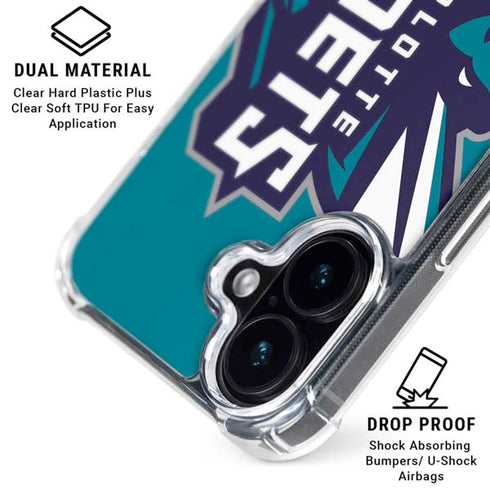 NBA Charlotte Hornets Large Logo iPhone 16 Clear Case