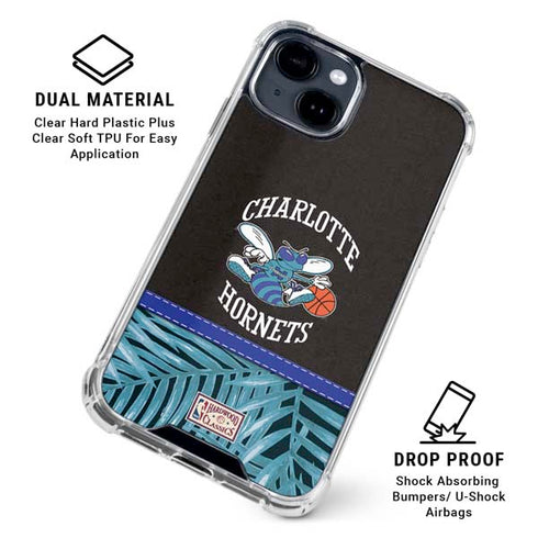 NBA Charlotte Hornets Retro Palms iPhone 15 Clear Case