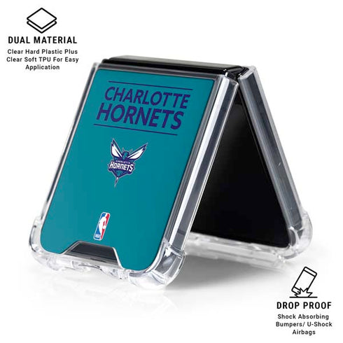 NBA Charlotte Hornets Standard - Blue Galaxy Z Flip6 Clear Case