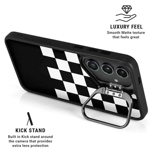 Checkerboard Split Galaxy S25 Kickstand Case