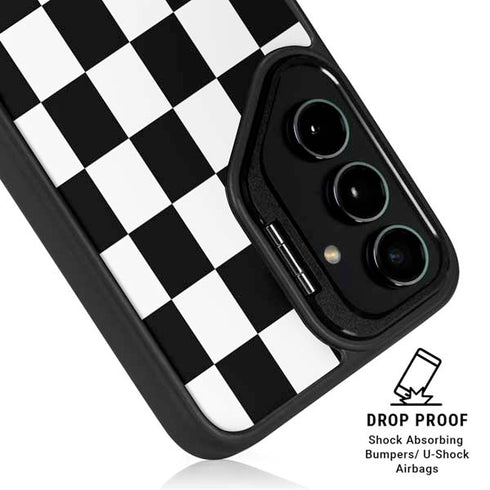 Checkerboard Split Galaxy S25 Kickstand Case