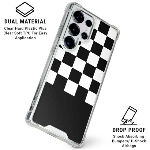 Checkerboard Split Galaxy S26 Ultra Clear Case