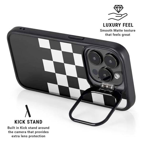 Checkerboard Split iPhone 14 Pro Max Kickstand Case