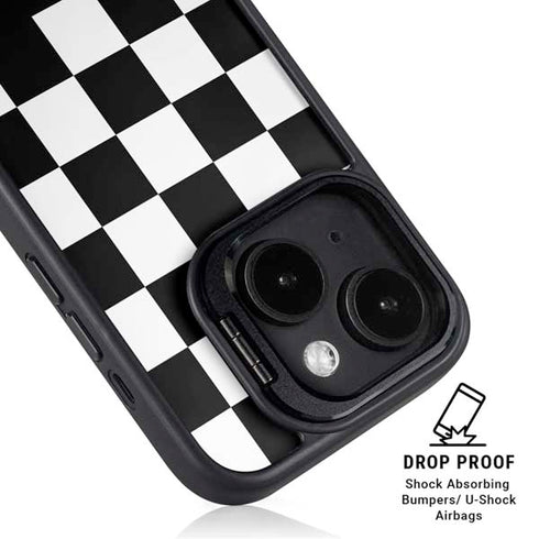 Checkerboard Split iPhone 15 Kickstand Case