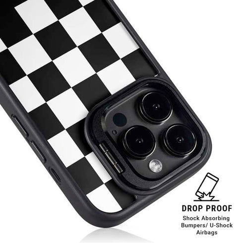 Checkerboard Split iPhone 15 Pro Kickstand Case