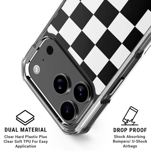 Checkerboard Split iPhone 18 Pro Clear Case