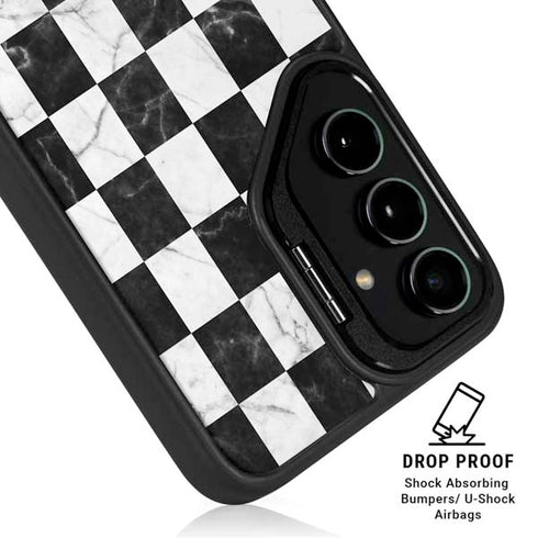 Checkered Marble Galaxy S25 Kickstand Case