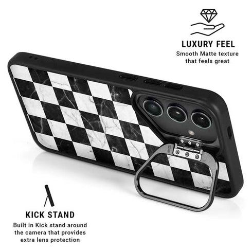 Checkered Marble Galaxy S25 Plus Kickstand Case