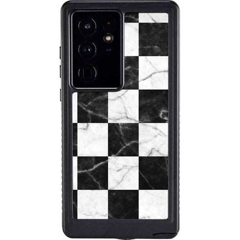 Checkered Marble Galaxy S24 Ultra Waterproof Case