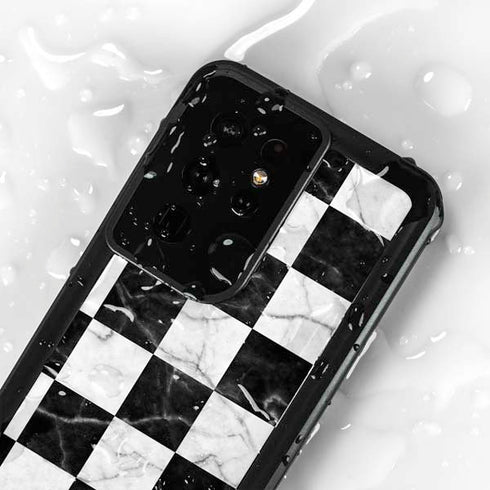Checkered Marble Galaxy S24 Ultra Waterproof Case