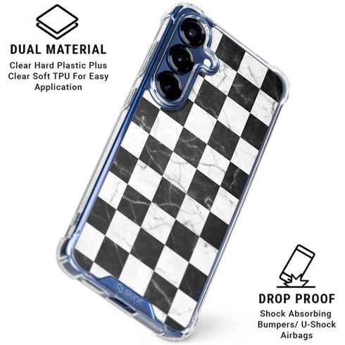 Checkered Marble Galaxy S25 Plus Clear Case