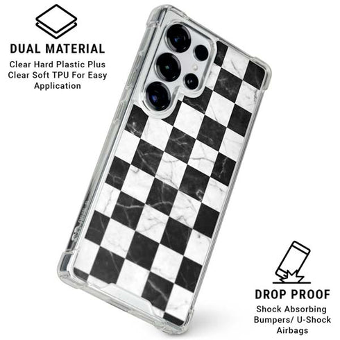 Checkered Marble Galaxy S25 Ultra Clear Case