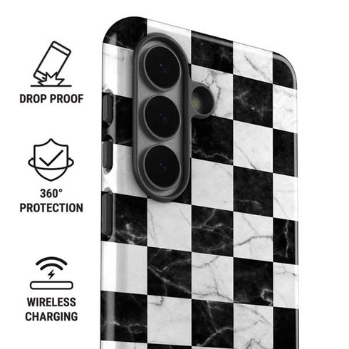 Checkered Marble Galaxy S26 Plus Impact Case