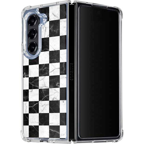 Checkered Marble Galaxy Z Fold5 5G Clear Case