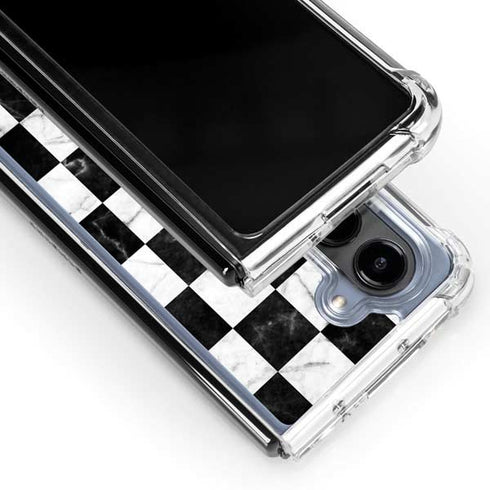 Checkered Marble Galaxy Z Fold5 5G Clear Case