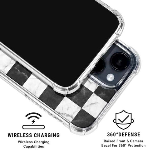 Checkered Marble iPhone 15 Clear Case