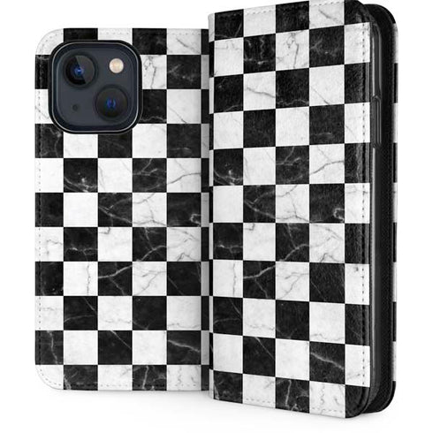 Checkered Marble iPhone 15 Folio Case