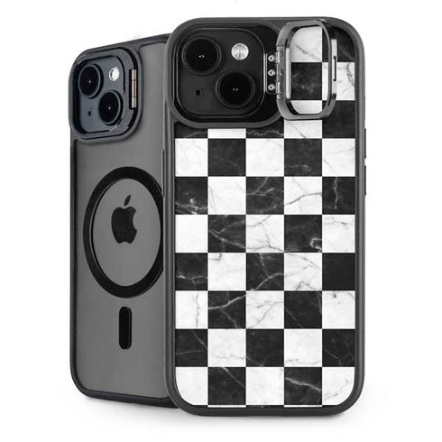 Checkered Marble iPhone 15 Plus Kickstand Case
