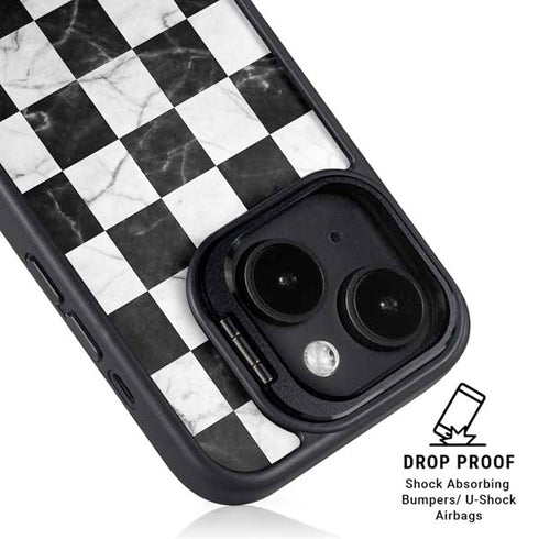 Checkered Marble iPhone 15 Plus Kickstand Case